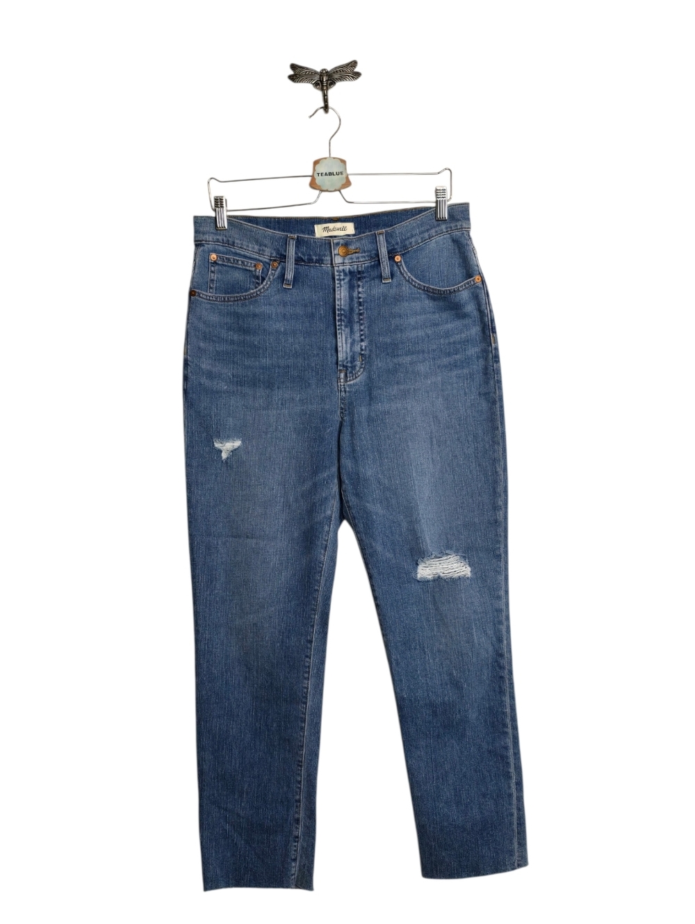 Madewell The Perfect Vintage Jean Size 29 Distressed Straight Leg Raw Hem M9244 - Picture 2 of 12